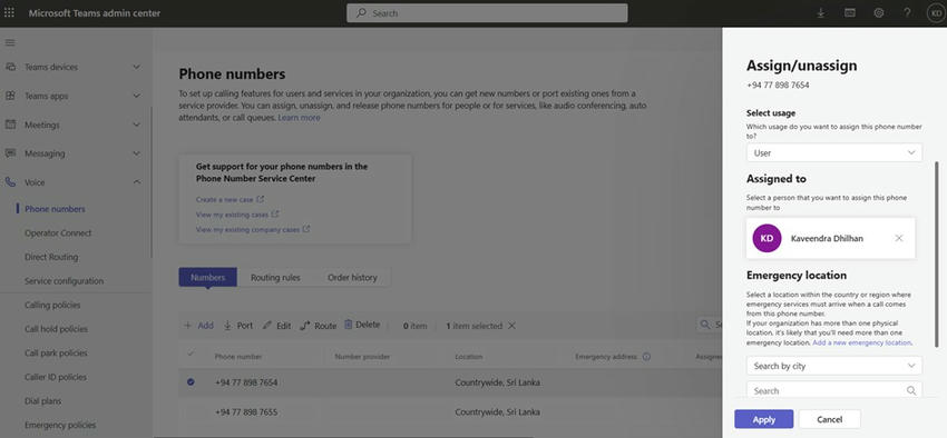 Assign a phone number